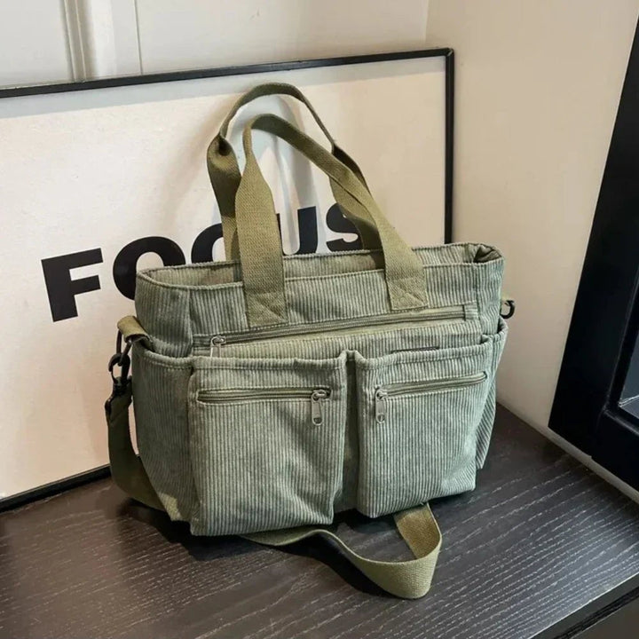 Maiwenn | Practical Corduroy Multi Pocket Tote Bag for Women