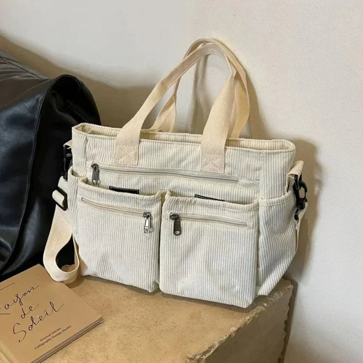 Maiwenn | Practical Corduroy Multi Pocket Tote Bag for Women
