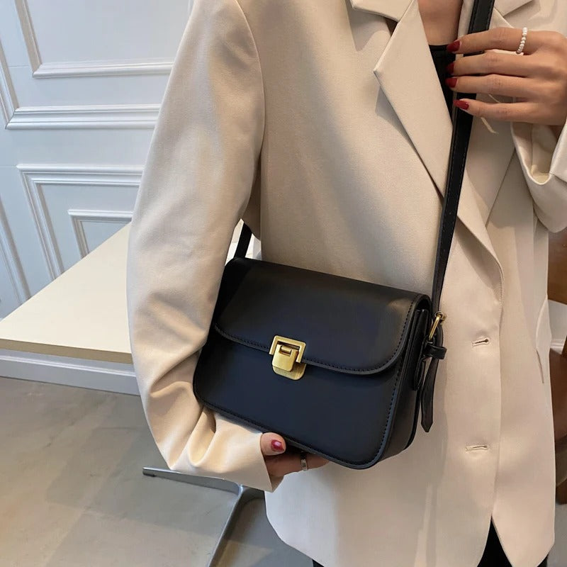 Axelle | Snapped Leather Flap Shoulder Bag for Women