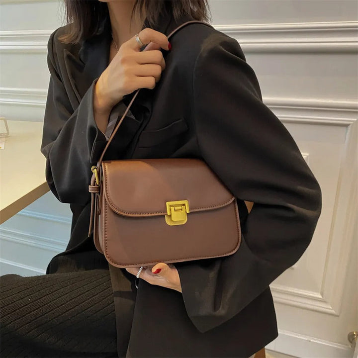 Axelle | Snapped Leather Flap Shoulder Bag for Women