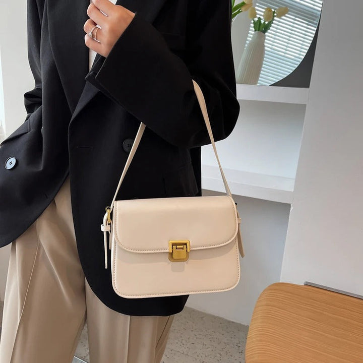 Axelle | Snapped Leather Flap Shoulder Bag for Women