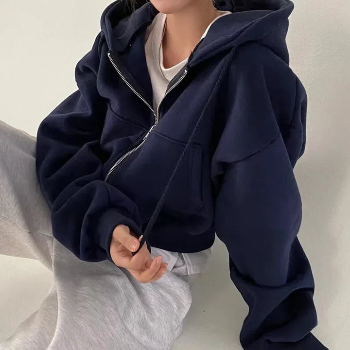 Sutton | Snuggly Cropped Zip Up Hoodie for Women