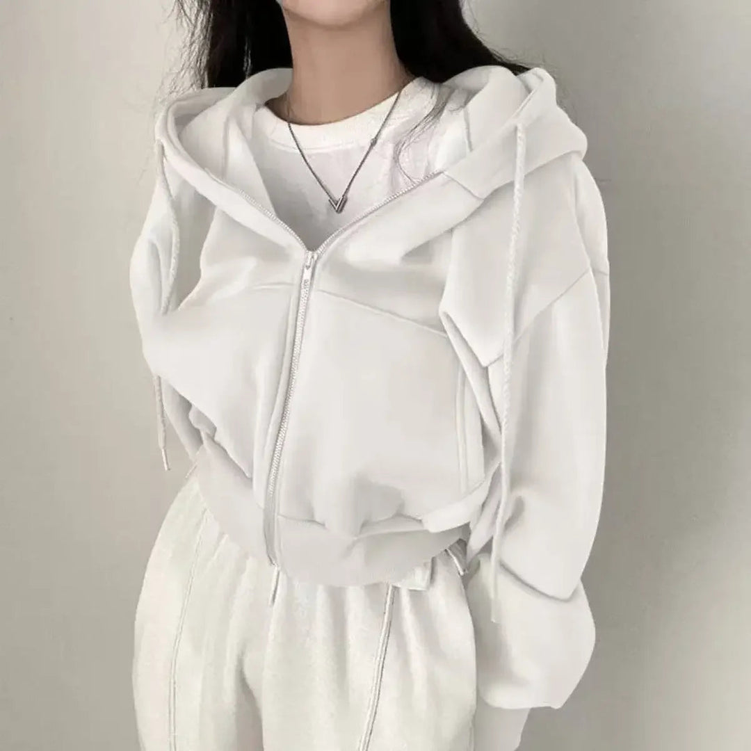 Sutton | Snuggly Cropped Zip Up Hoodie for Women