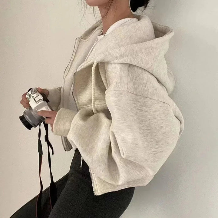 Sutton | Snuggly Cropped Zip Up Hoodie for Women
