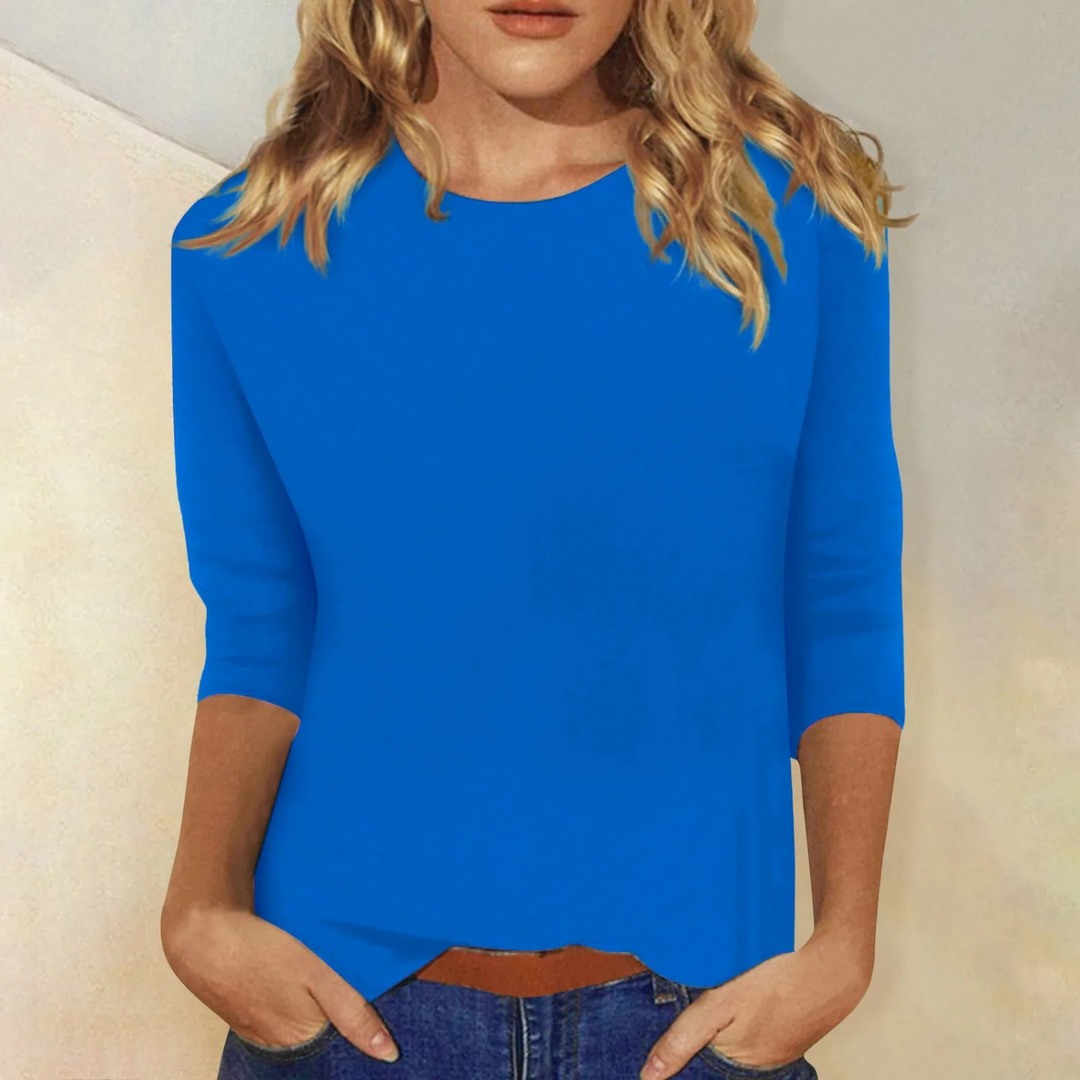 Meredith | Tousled Relaxed Round Neck Long Sleeve Top for Women