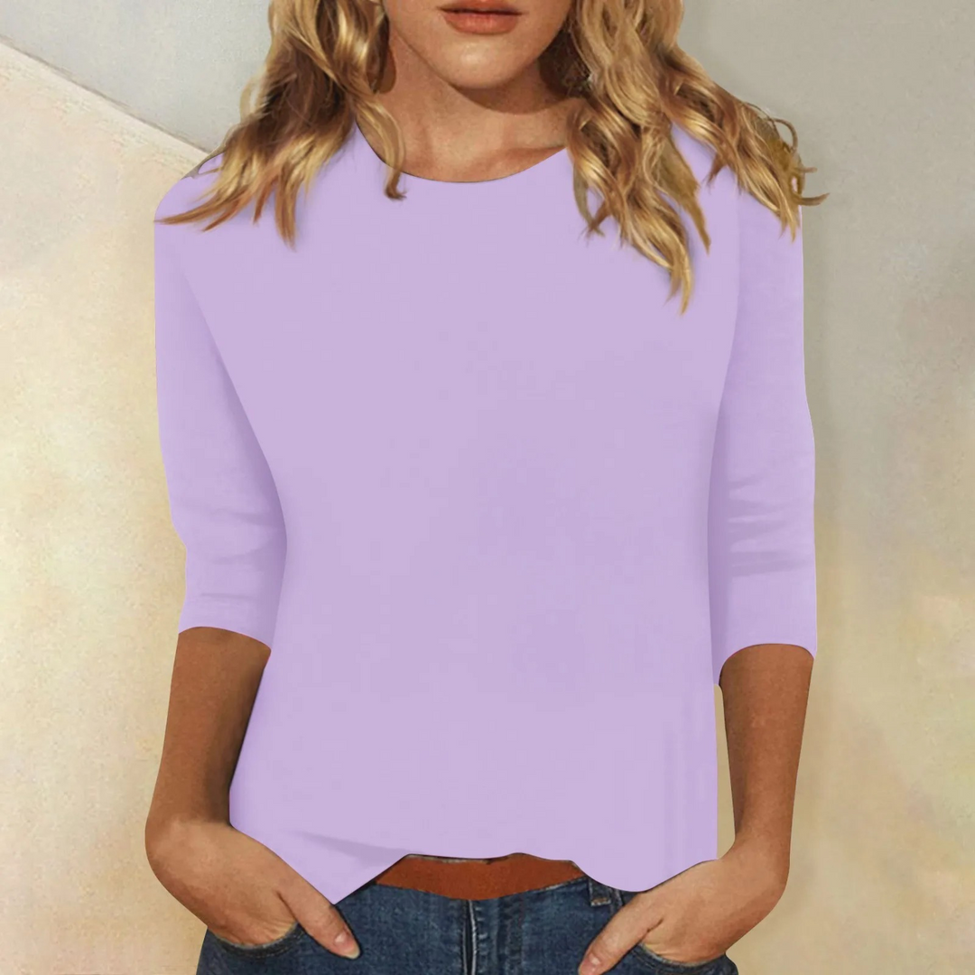 Meredith | Tousled Relaxed Round Neck Long Sleeve Top for Women