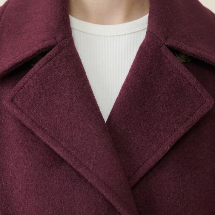 Blandine | Twilled Short Double Breasted Wool Coat for Women