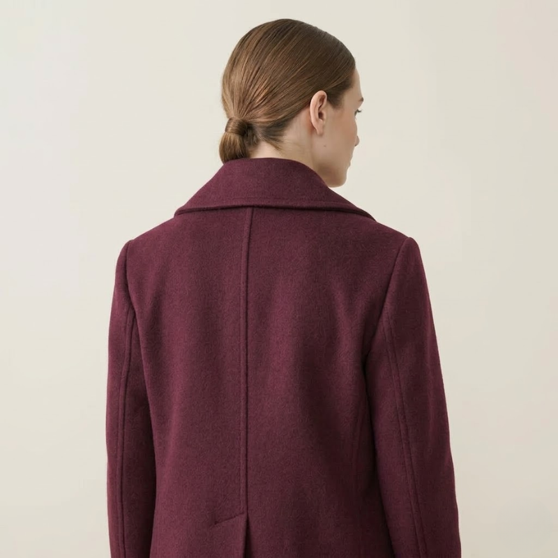 Blandine | Twilled Short Double Breasted Wool Coat for Women