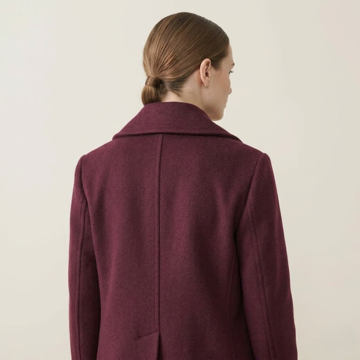 Blandine | Twilled Short Double Breasted Wool Coat for Women