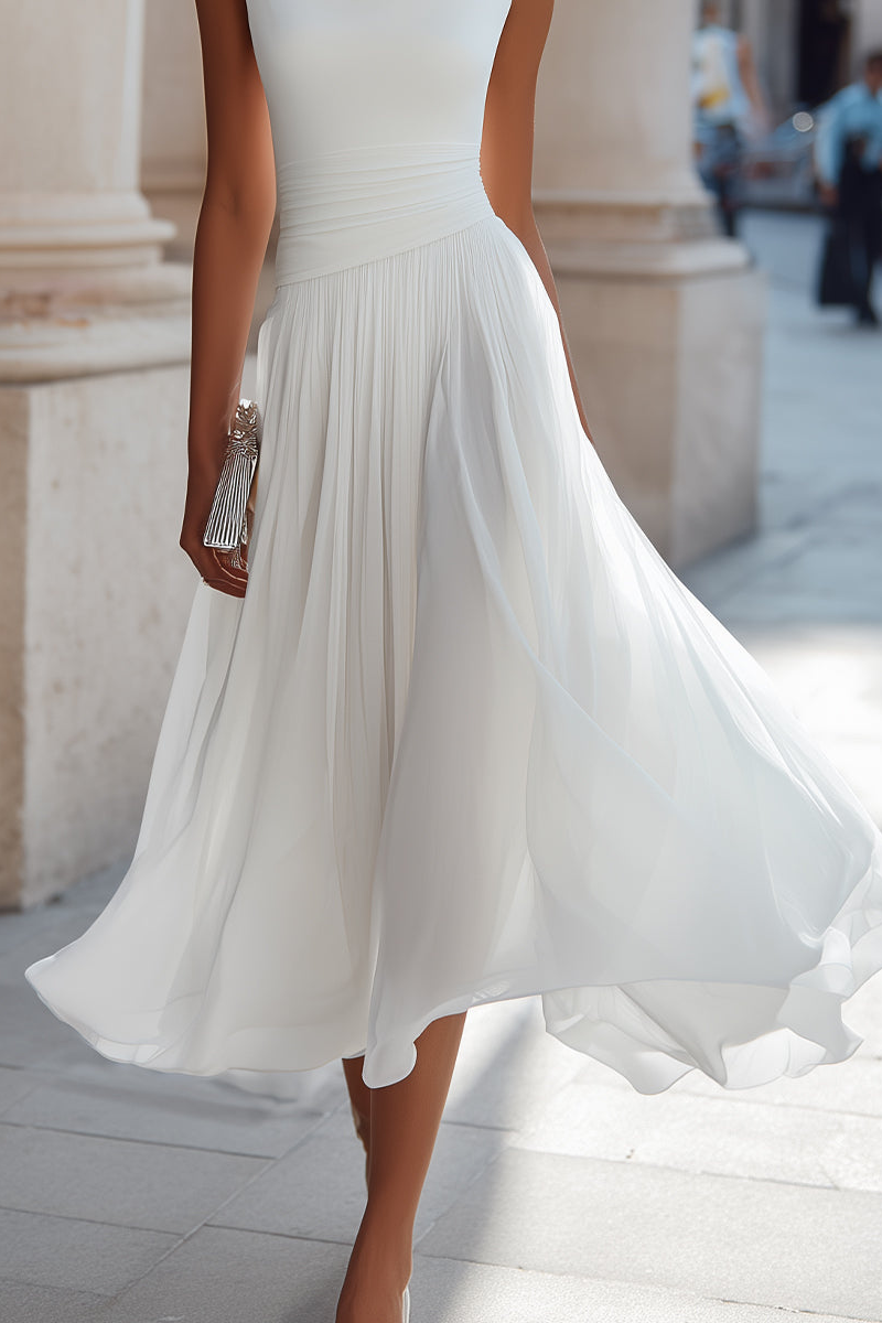 Lise | Cascading Draped Midi Occasion Dress for Women