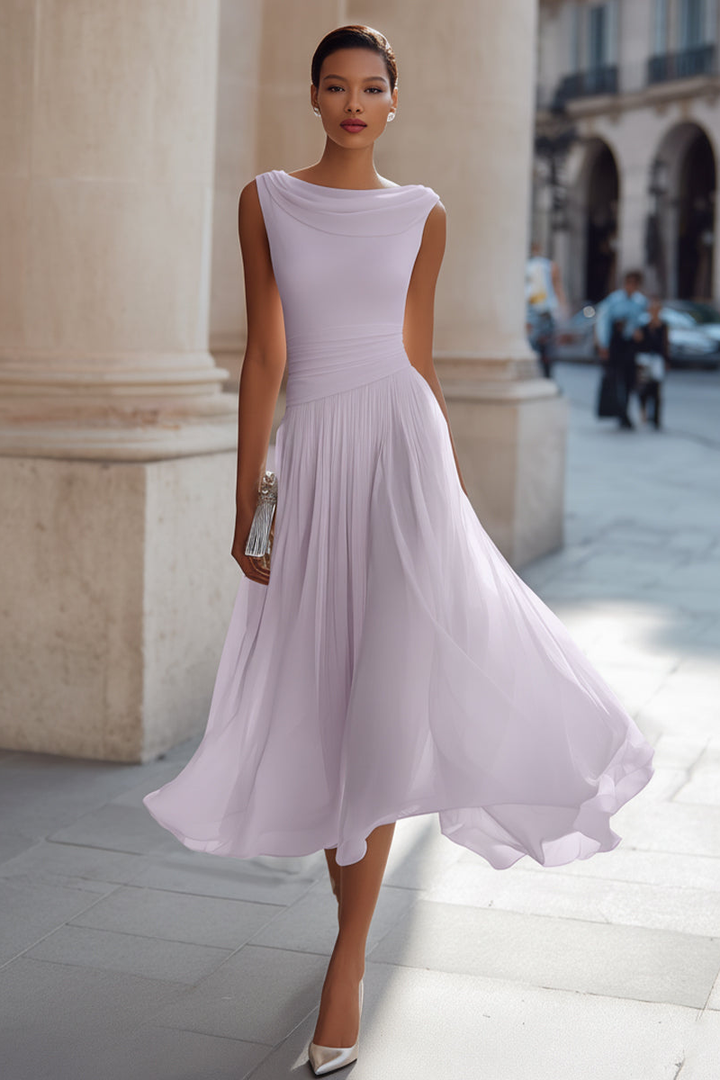 Lise | Cascading Draped Midi Occasion Dress for Women