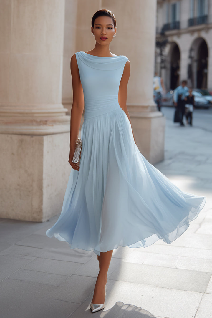 Lise | Cascading Draped Midi Occasion Dress for Women