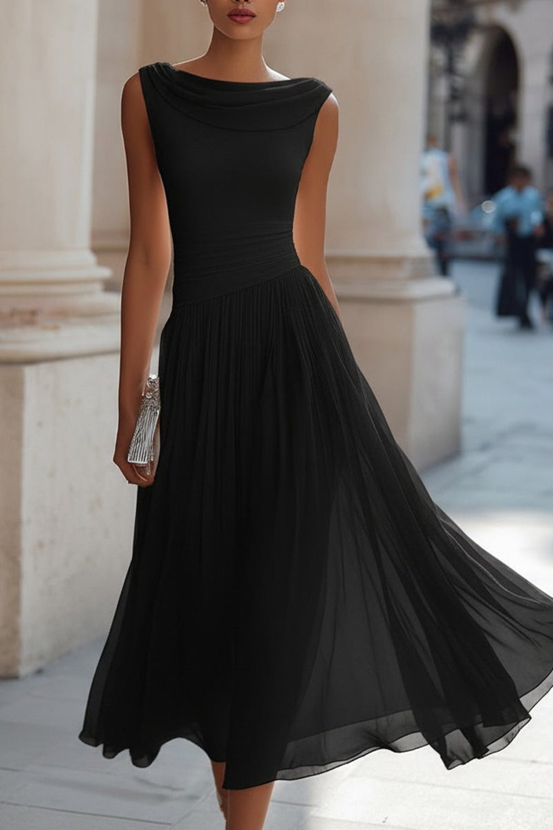 Lise | Cascading Draped Midi Occasion Dress for Women