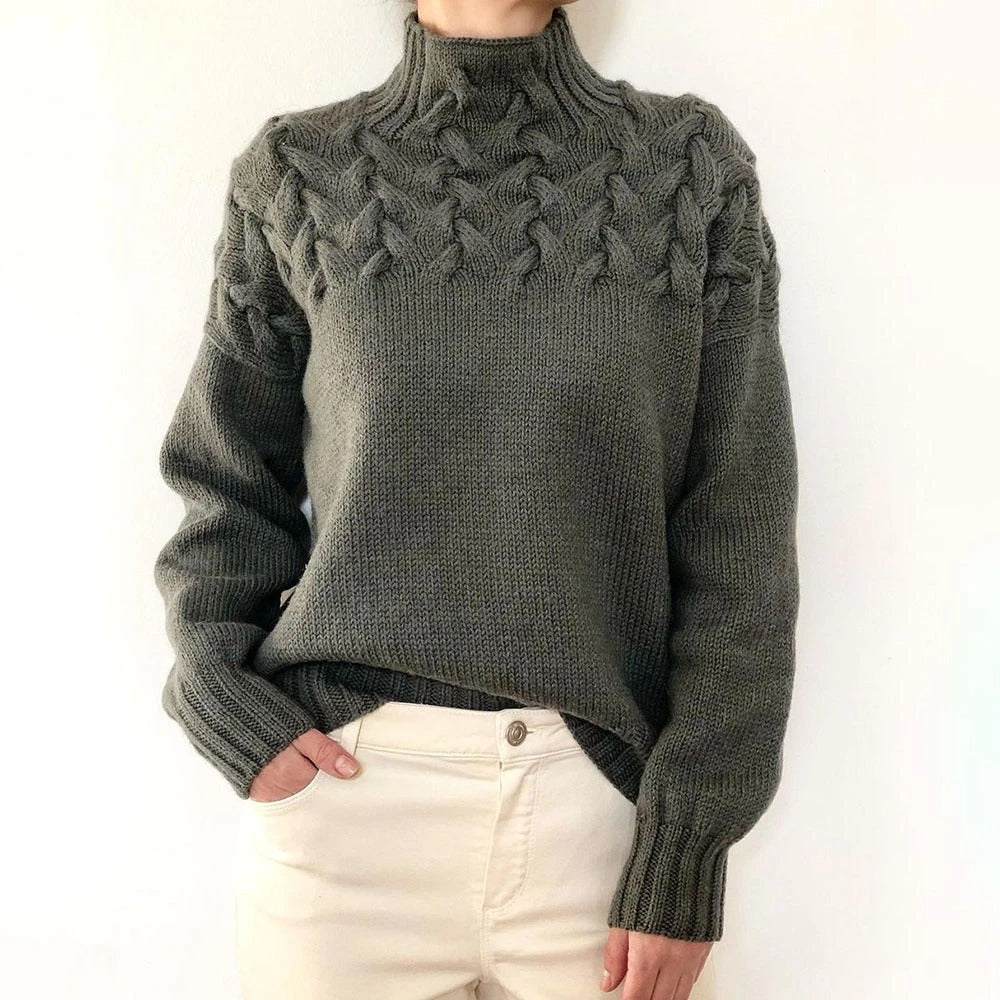 Elena | Velvety Cable Knit Turtleneck Sweater for Women