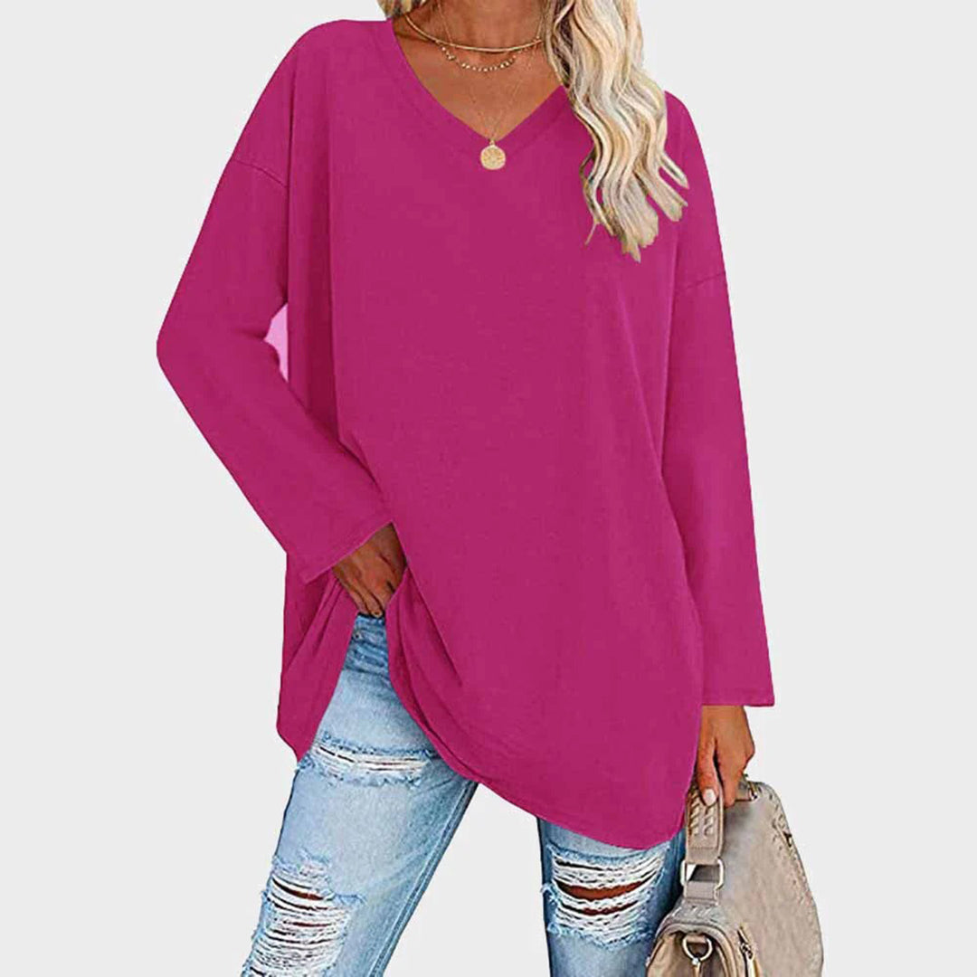 Adeline | Buttery V Neck Long Sleeve Top for Women