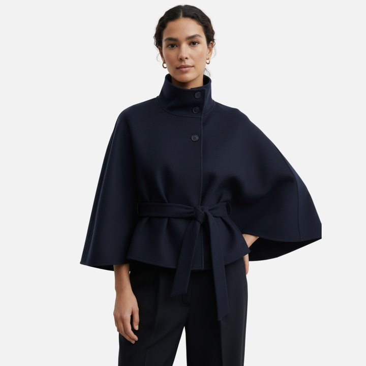 Perrette | Crested Belted Wool Cape for Women
