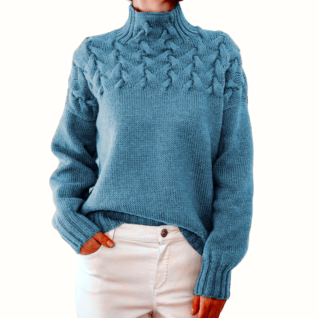 Elena | Velvety Cable Knit Turtleneck Sweater for Women