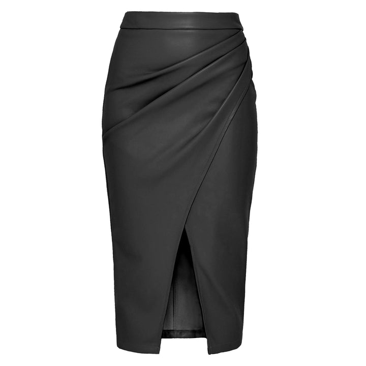 Vivienne | Shimmering Leather Wrap Midi Skirt for Women