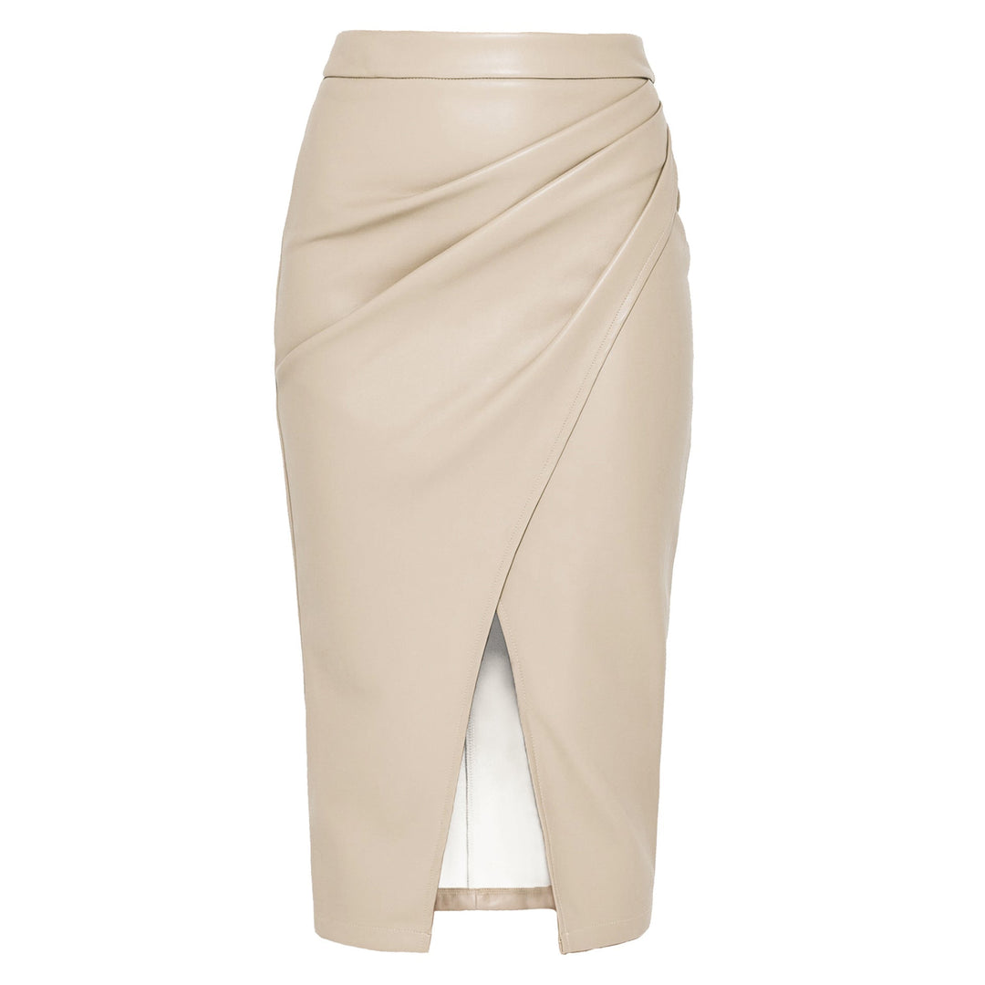 Vivienne | Shimmering Leather Wrap Midi Skirt for Women