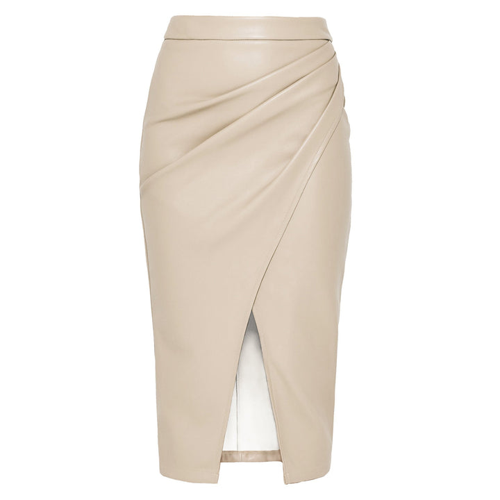 Vivienne | Shimmering Leather Wrap Midi Skirt for Women