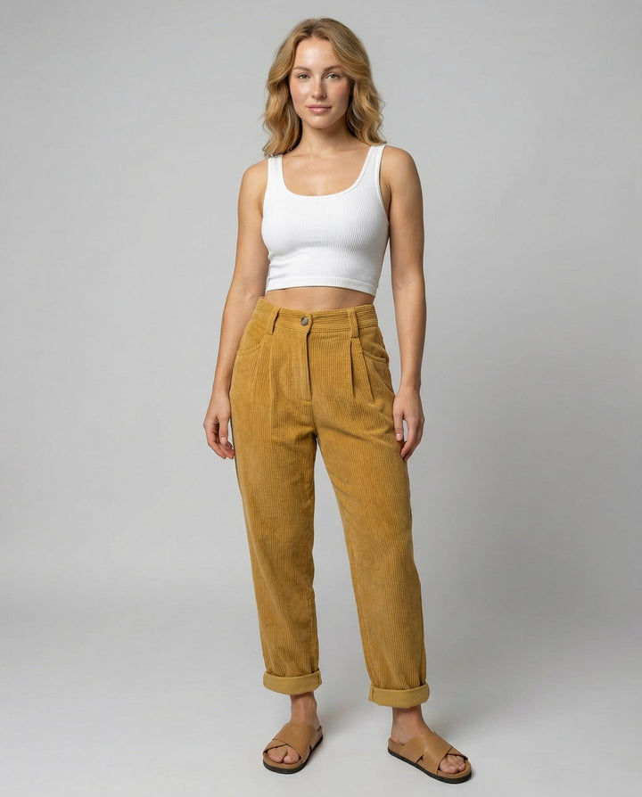 Emerson | Stout Elastic Waist Corduroy Pants for Women