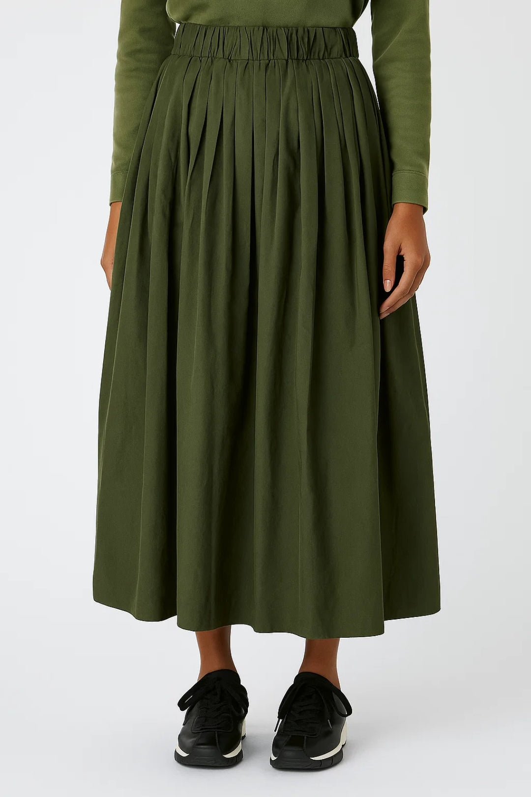 Rowena | Billowy Pleated A Line Midi Skirt for Women