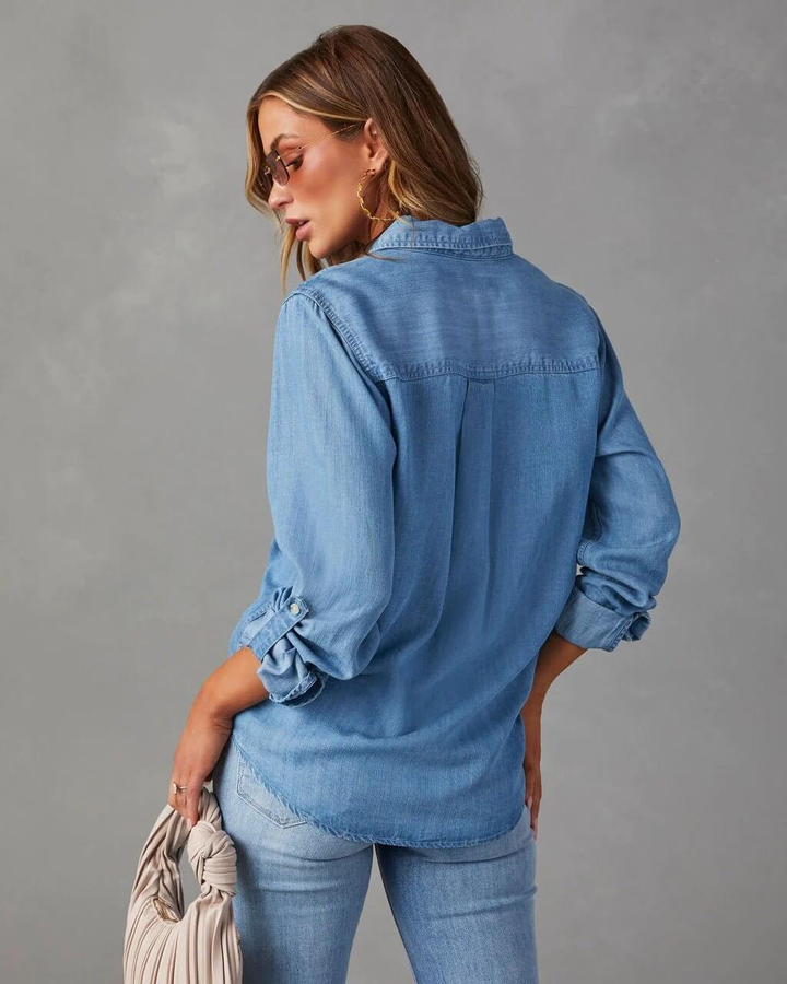 Eliane | Stitched Cotton Denim Shirt for Women
