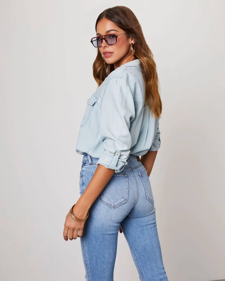 Eliane | Stitched Cotton Denim Shirt for Women