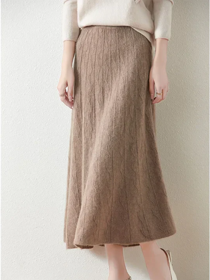 Philippa | Feathered Knit Midi Skirt for Women