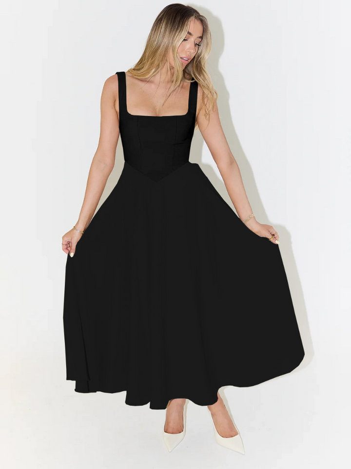 Iseult | Unhurried Square Neck Flared Midi Dress for Women
