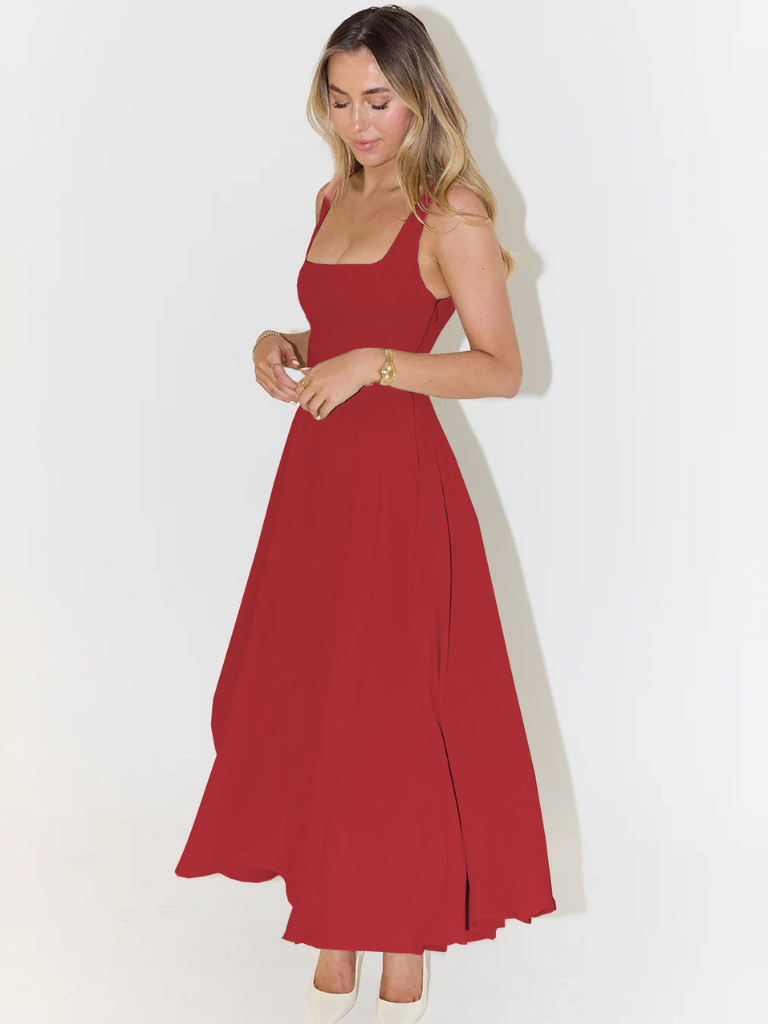 Iseult | Unhurried Square Neck Flared Midi Dress for Women