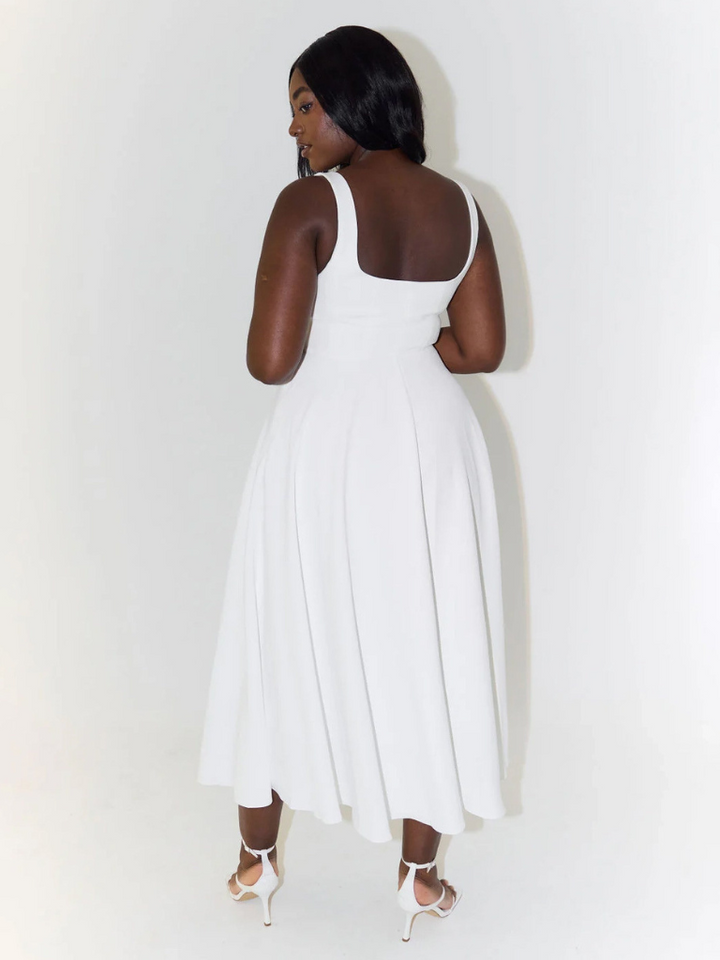 Iseult | Unhurried Square Neck Flared Midi Dress for Women