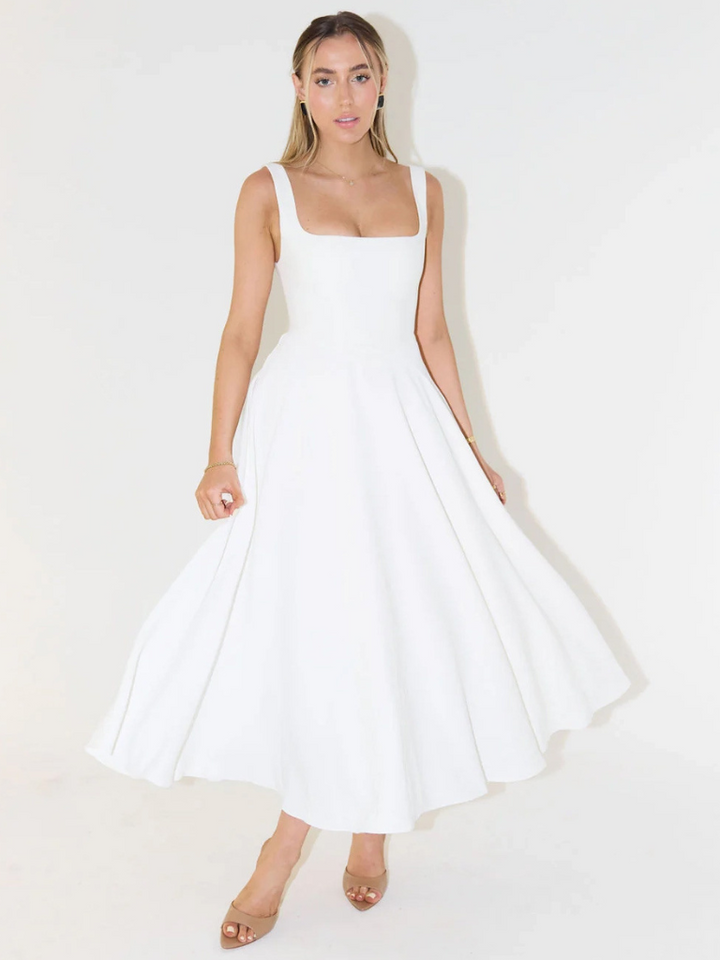 Iseult | Unhurried Square Neck Flared Midi Dress for Women