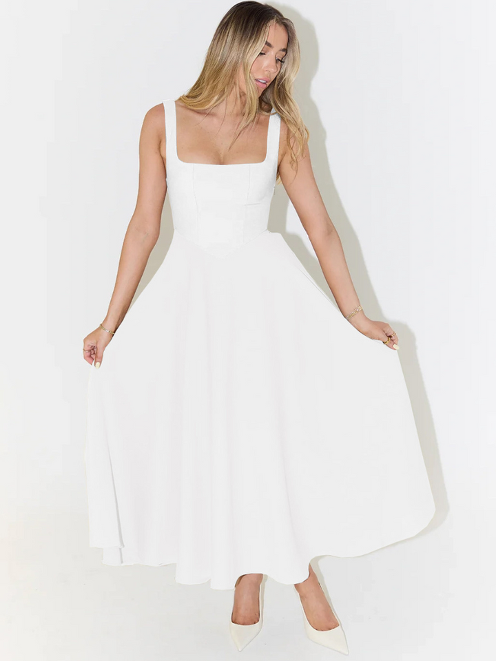 Iseult | Unhurried Square Neck Flared Midi Dress for Women