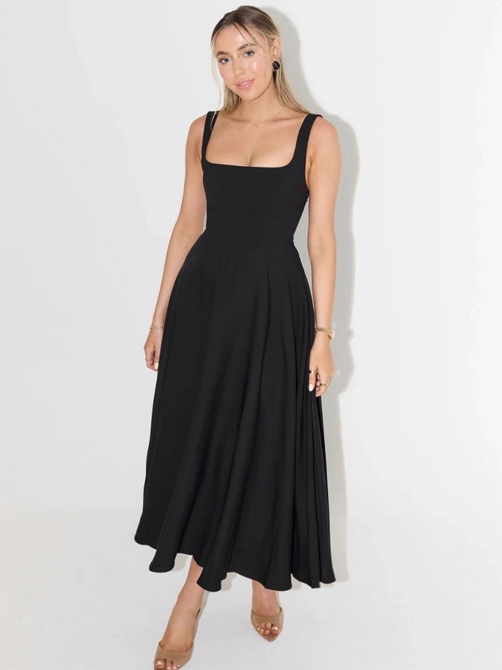 Iseult | Unhurried Square Neck Flared Midi Dress for Women