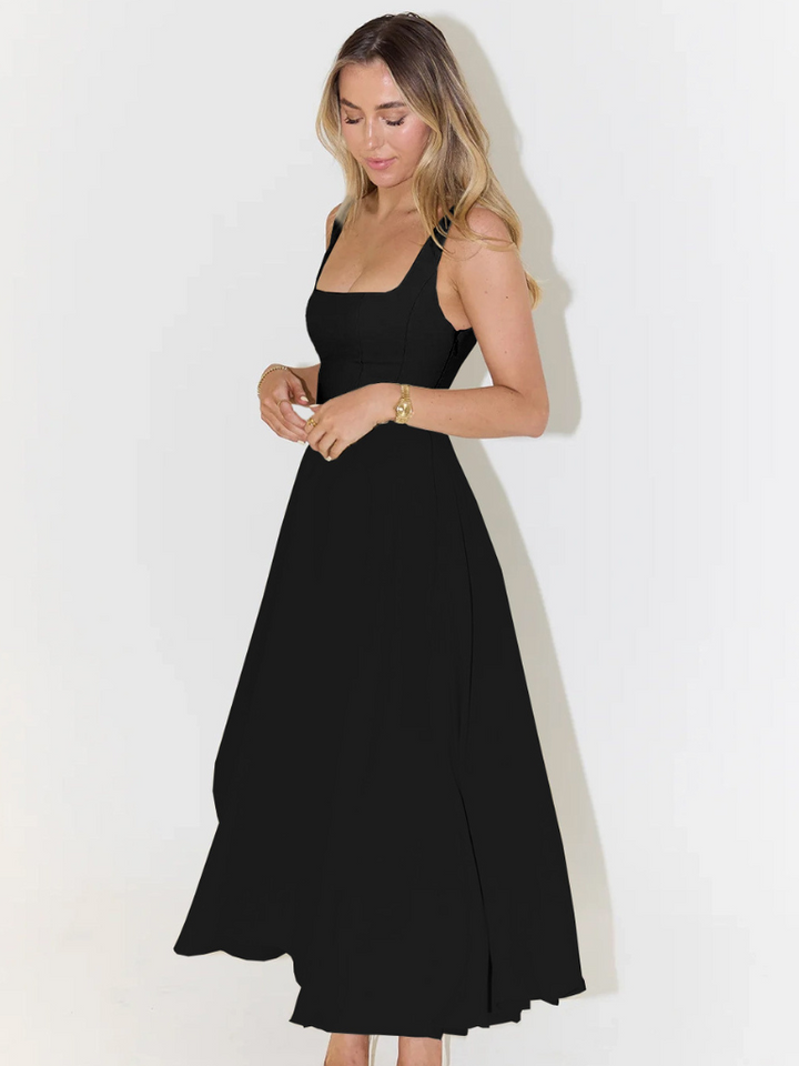 Iseult | Unhurried Square Neck Flared Midi Dress for Women