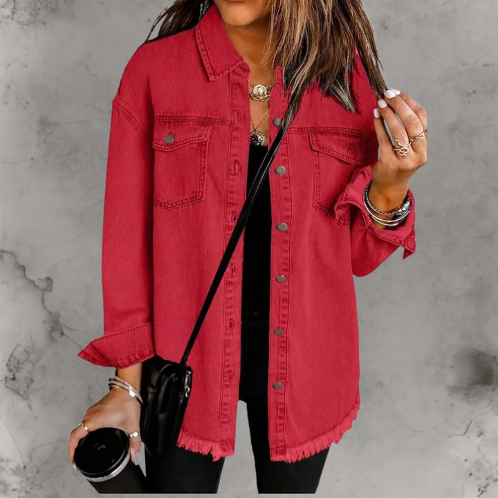 Rosemary | Frayed Oversized Denim Overshirt for Women