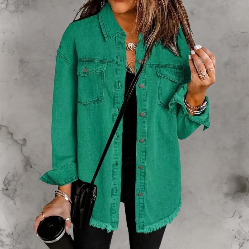 Rosemary | Frayed Oversized Denim Overshirt for Women