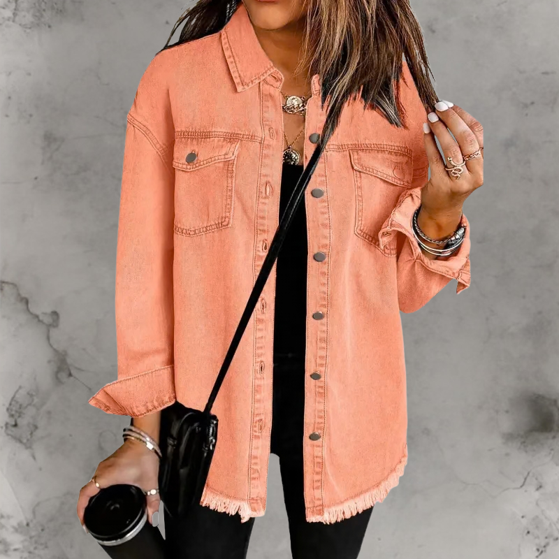 Rosemary | Frayed Oversized Denim Overshirt for Women