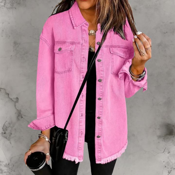 Rosemary | Frayed Oversized Denim Overshirt for Women