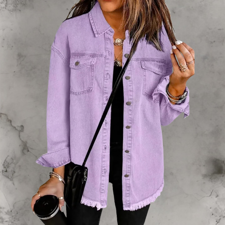 Rosemary | Frayed Oversized Denim Overshirt for Women