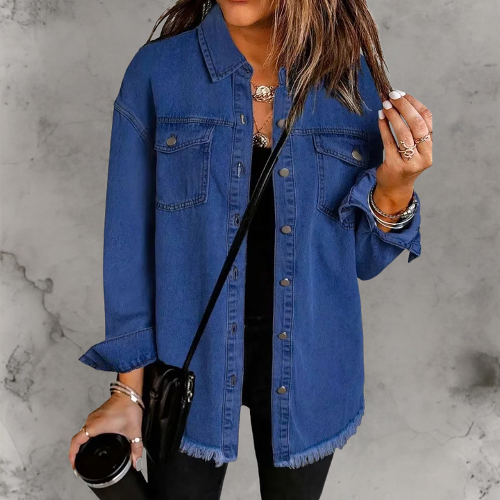 Rosemary | Frayed Oversized Denim Overshirt for Women