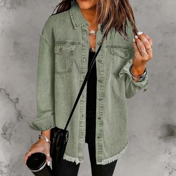 Rosemary | Frayed Oversized Denim Overshirt for Women
