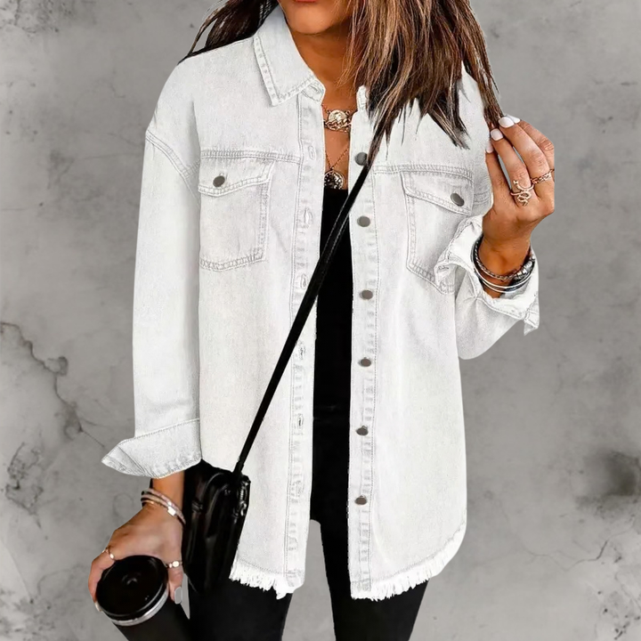 Rosemary | Frayed Oversized Denim Overshirt for Women