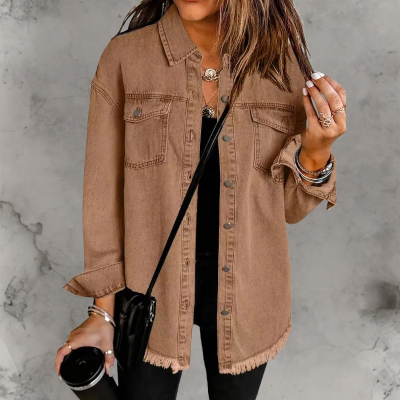 Rosemary | Frayed Oversized Denim Overshirt for Women