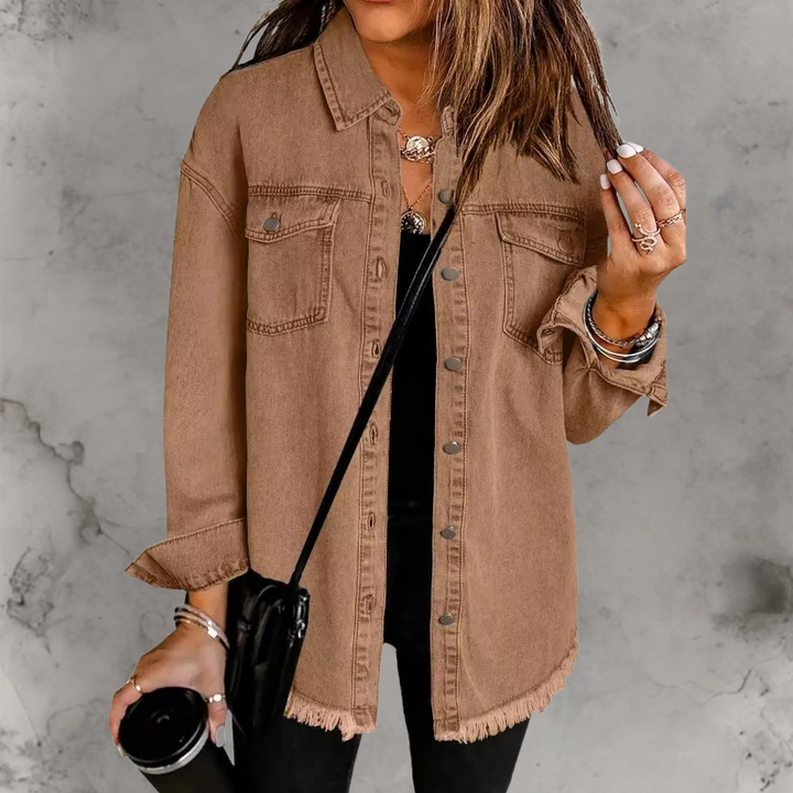 Rosemary | Frayed Oversized Denim Overshirt for Women
