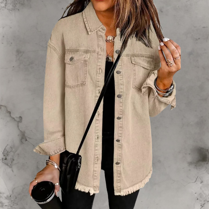 Rosemary | Frayed Oversized Denim Overshirt for Women