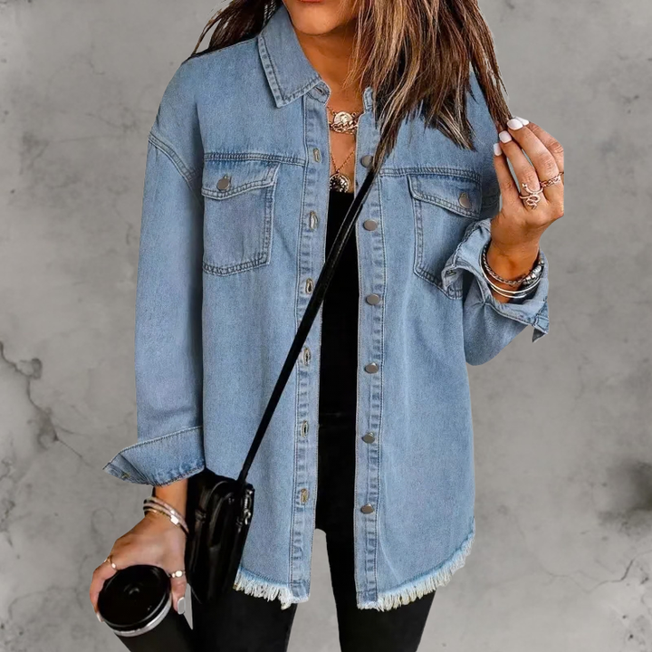 Rosemary | Frayed Oversized Denim Overshirt for Women