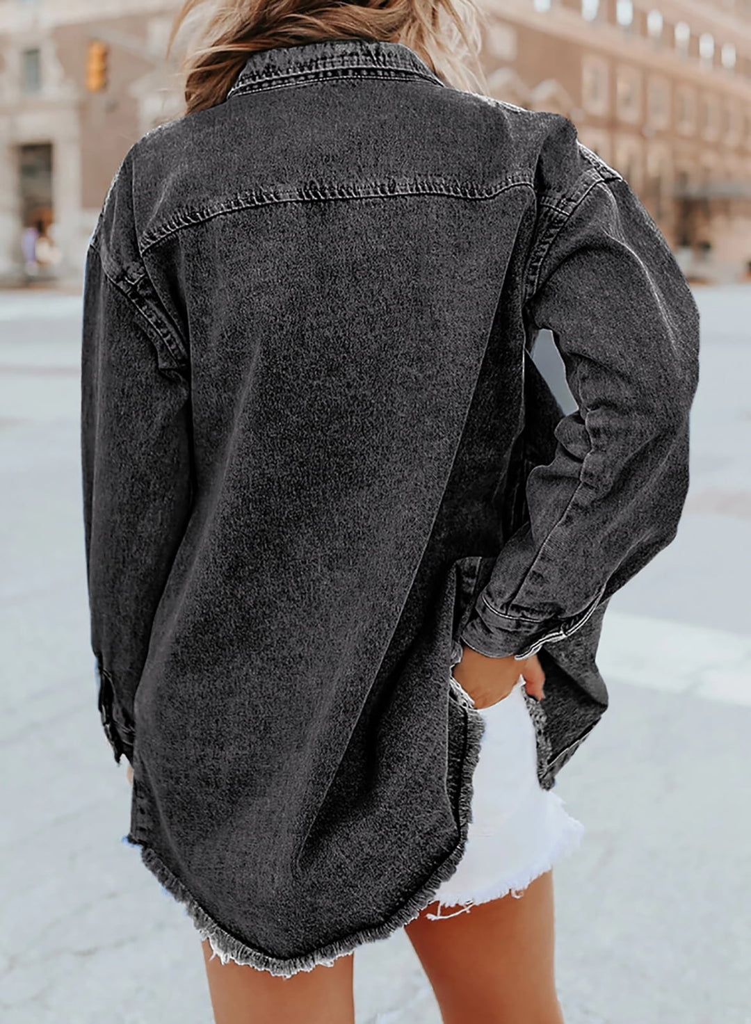 Alma | Weathered Denim Overshirt for Women