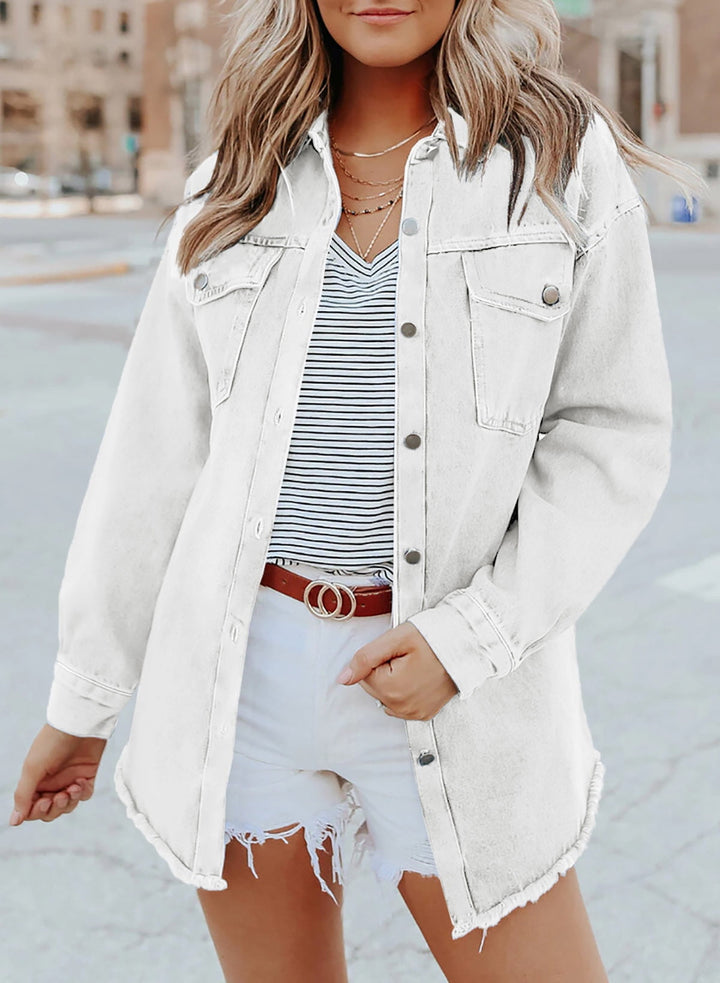 Alma | Weathered Denim Overshirt for Women